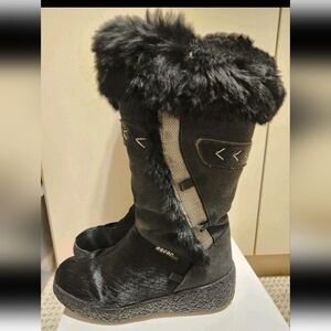 Oscar Sport Black Suede/Calfshair Fur Lined "Apreś Ski" Boots Italy Sz.8/38 $395